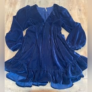 Free People velvet blue dress XS